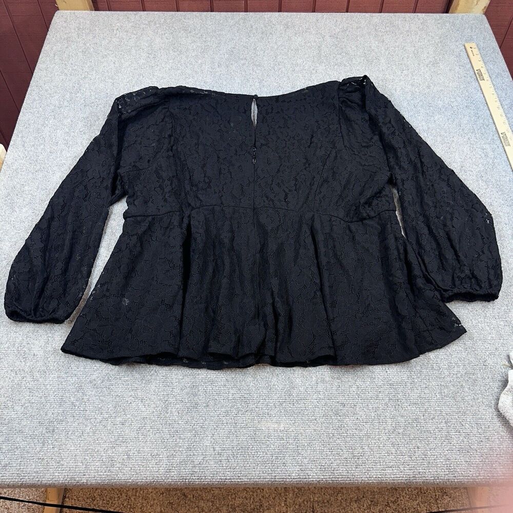 NWT Torrid Peplum Lace Puff Sleeve Blouse Womens Plus 4 Black Long Sleeve Date - Picture 14 of 16